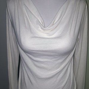 Jones New York Signature Sz S Stretch white LS blouse